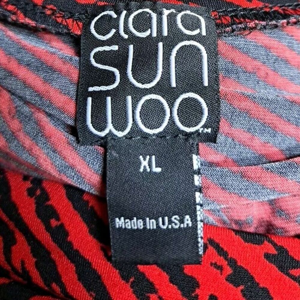 Clara Sun Woo Tunic Top Women XL Cold Shoulder Asymmetrical Artsy Abstract Print - Picture 6 of 7
